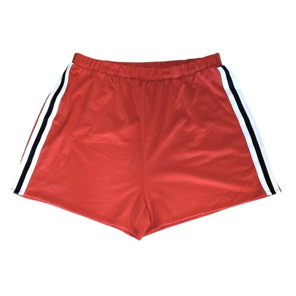 Fashion Nova Red Side Striped Crop Top High Waist 2 Piece Fleece Short Set 2X - Picture 9 of 14